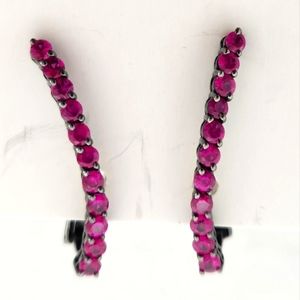 Ruby Ear Climber Pair
